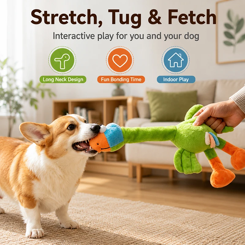 Juguete peluche pájaro con sonido para perros: masticar y tirar