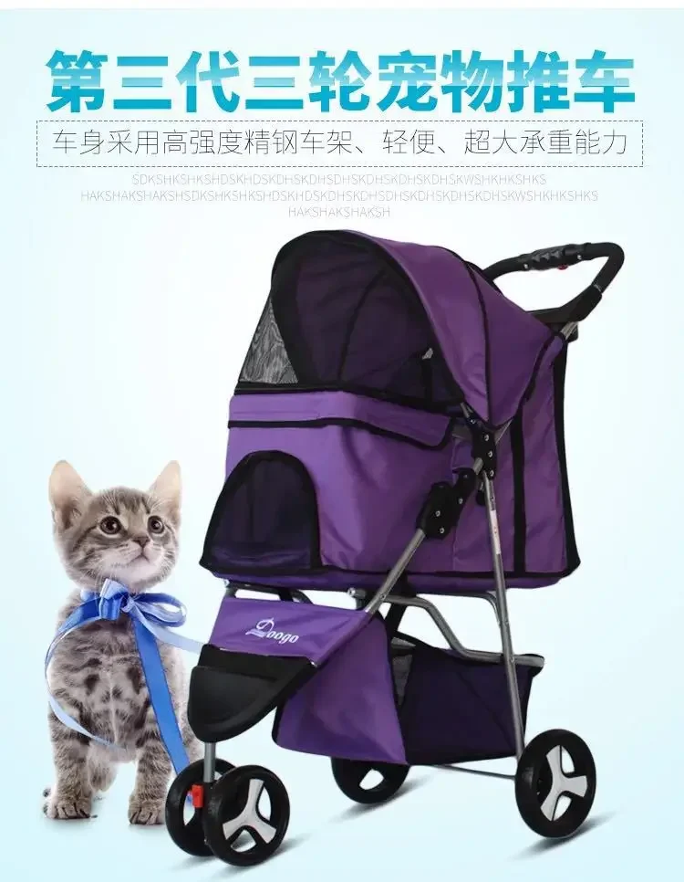 Cochecito plegable para mascotas en uso urbano
