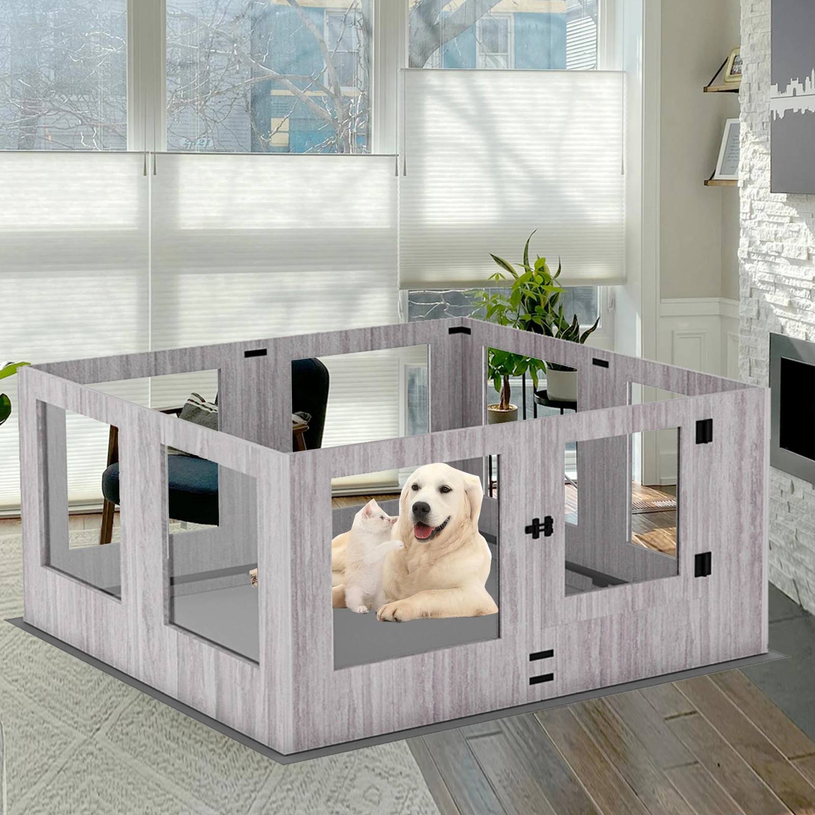Caja de parto para perros resistentes: corral de vidrio templado - imagen 5