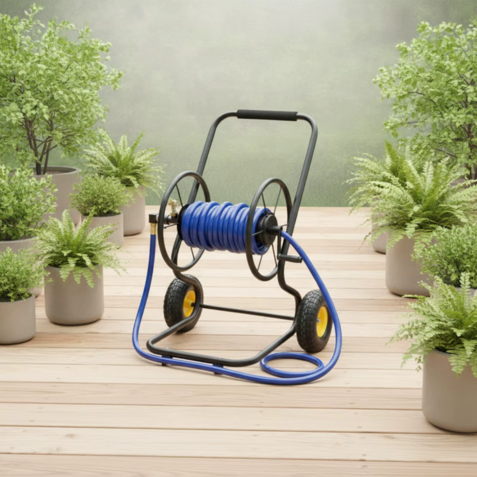Carrito para enrollar mangueras de jardín resistente con ruedas - imagen 3