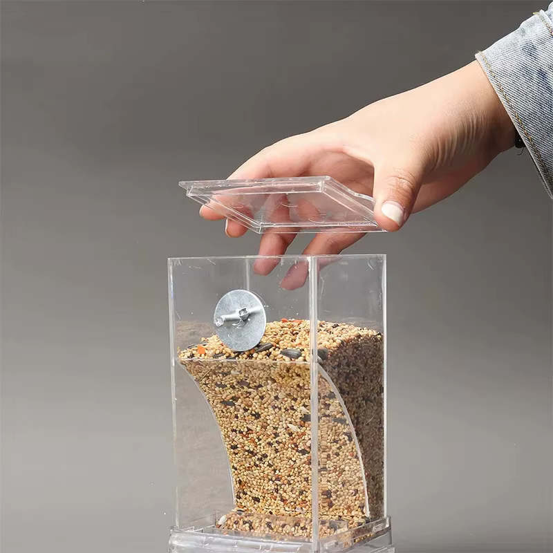 Comedero automático para aves de acrílico transparente anti-derrames - imagen 3
