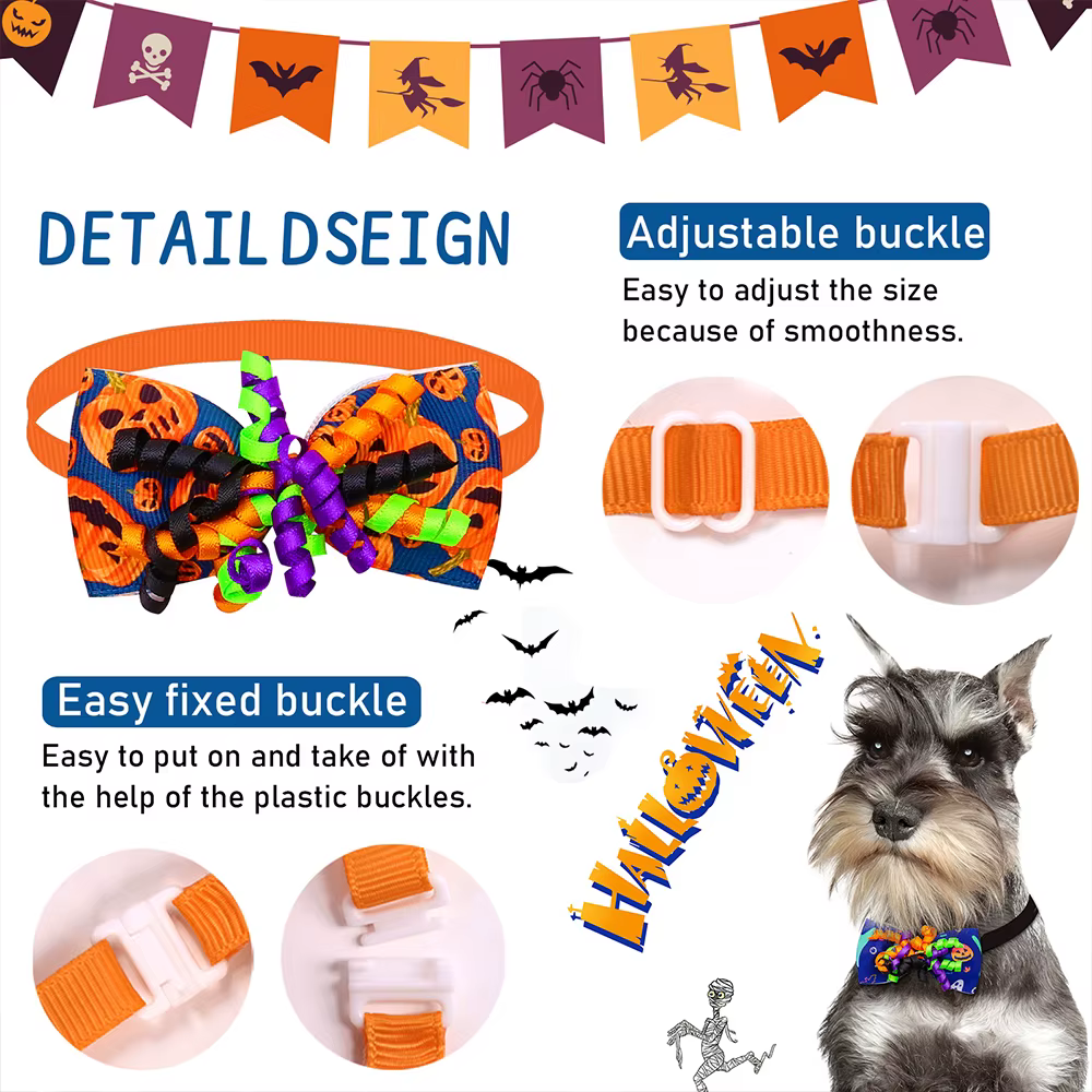 Corbata de lazo ajustable para perros, accesorios para Halloween - imagen 2