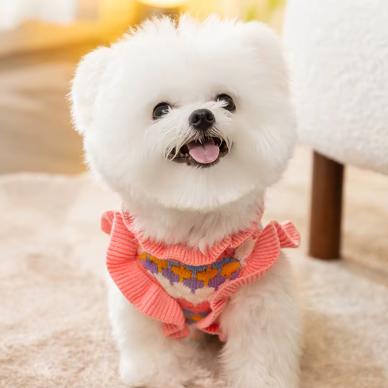 Suéter Tejido Floral para Perros y Gatos – Cálido Otoño e Invierno - imagen 3