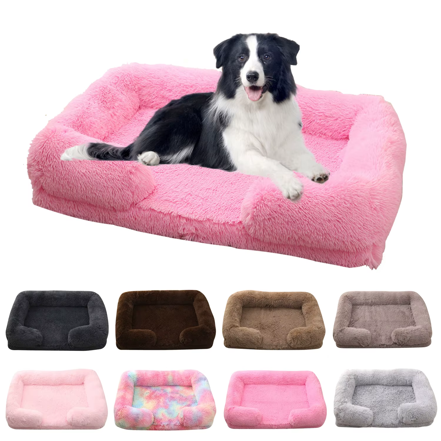 Cama cuadrada de felpa gruesa de invierno para gatos y perros - imagen 4