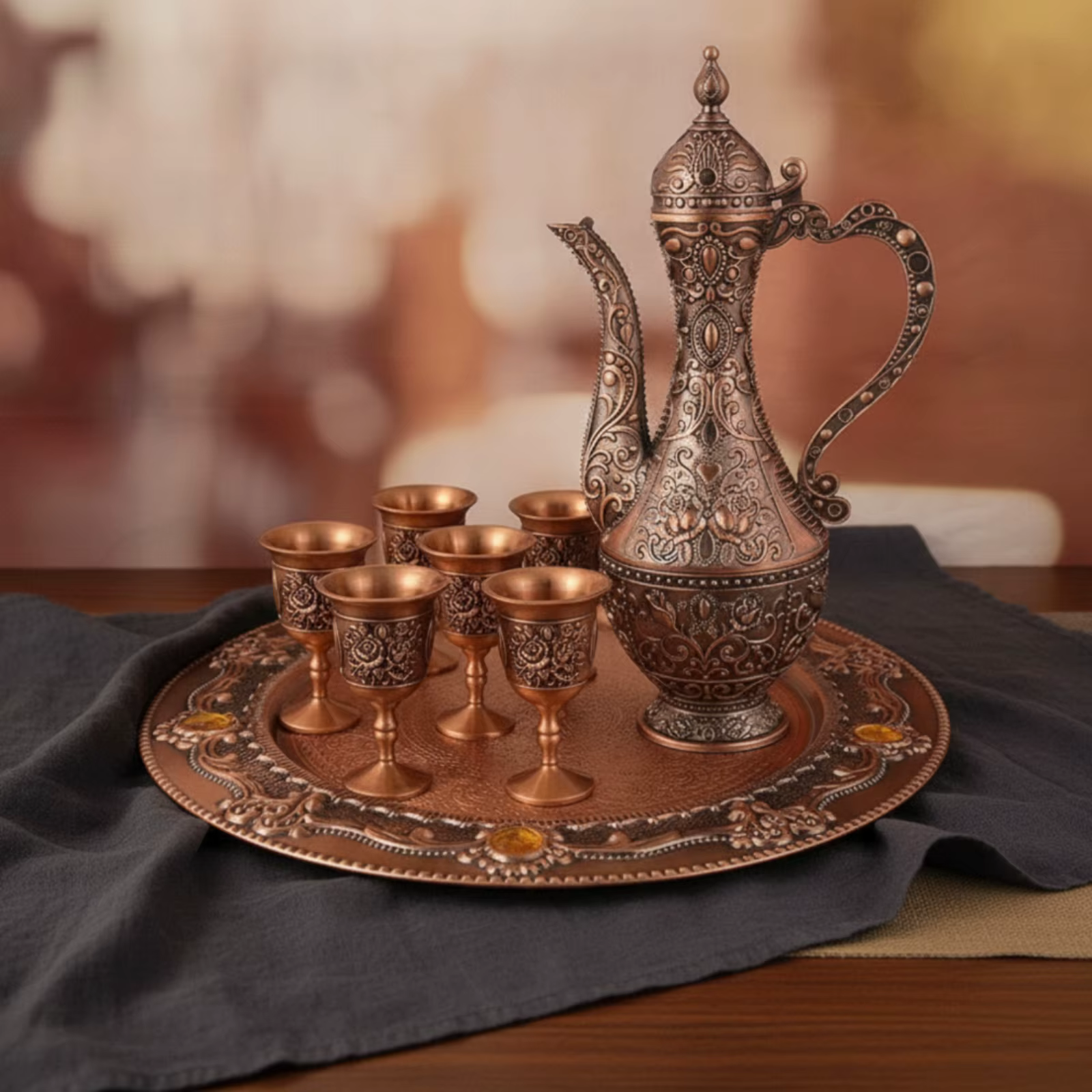 Juego de Licores Vintage con Bandeja y Jarra – Set de Bar Antiguo - imagen 5
