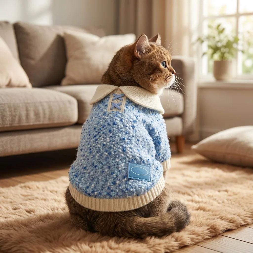 Suéter de Punto para Gatos y Perros Pequeños – Abrigo Cálido de Felpa Otoño Invierno - imagen 2