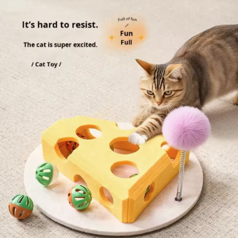 Juguete de fieltro para gatos rompecabezas con pelota y caja arañazos