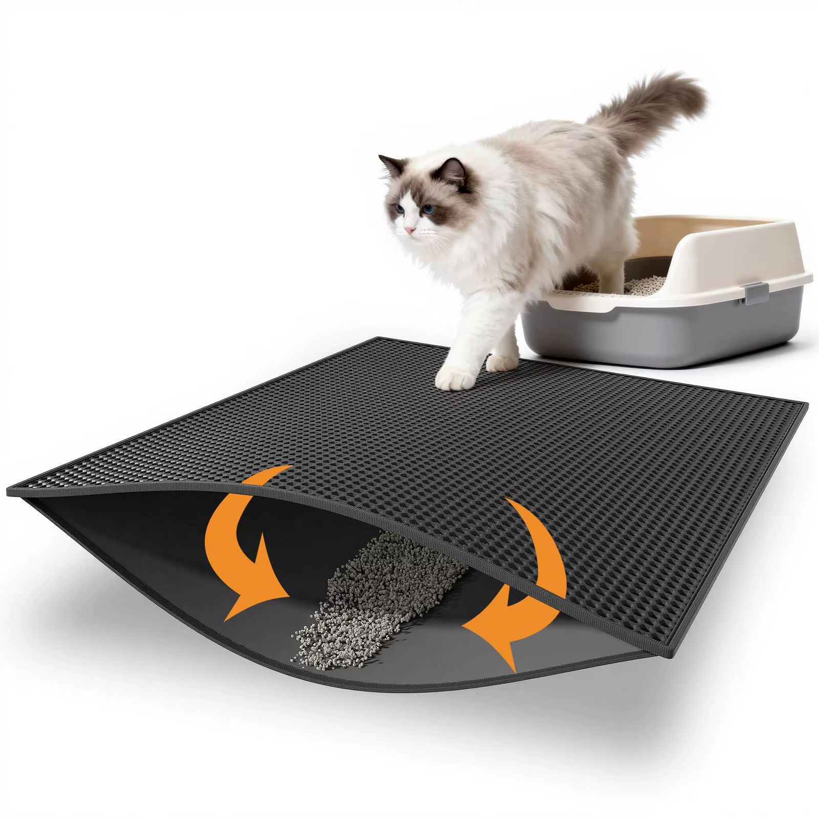 Alfombrilla antideslizante para arenero de gato, EVA doble capa - imagen 2