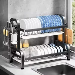 Escurridor de platos 2 niveles acero inoxidable – Soporte utensilios antiherrumbre