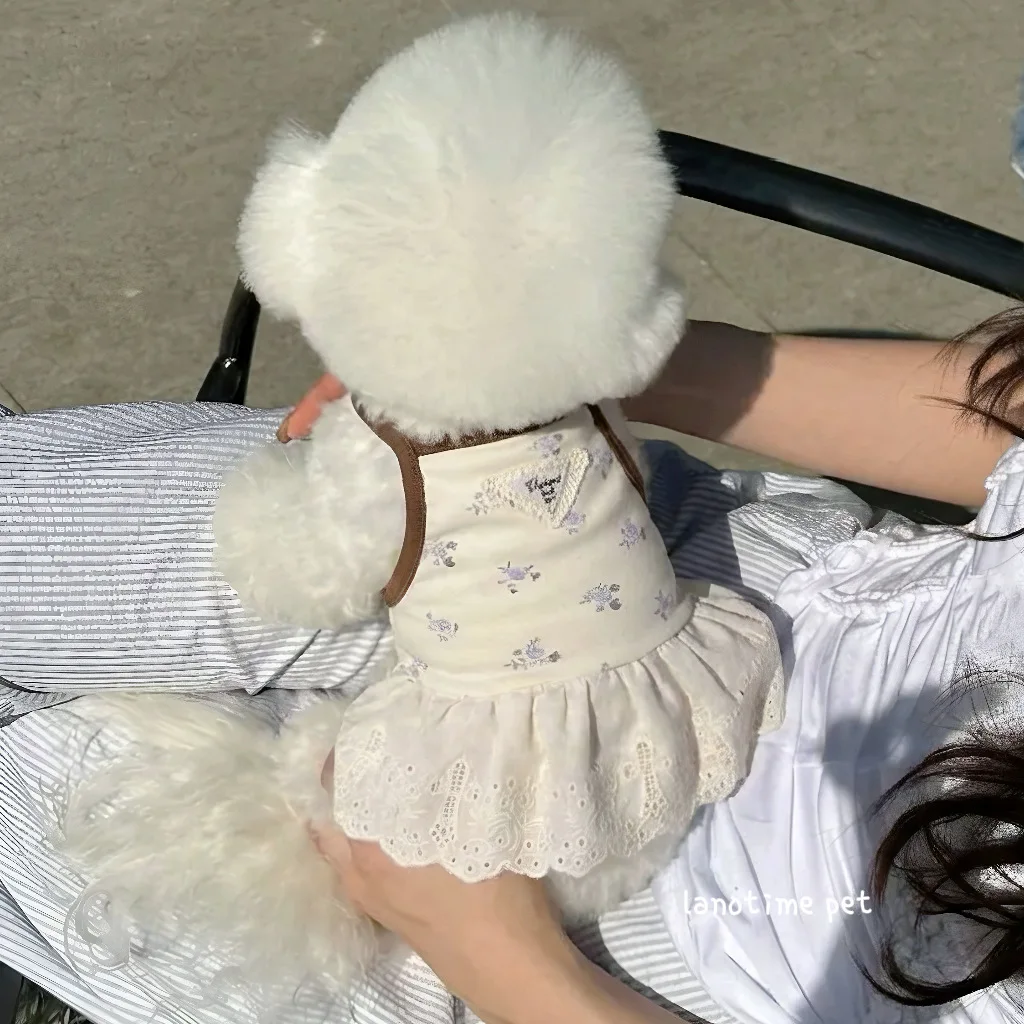 Vestido de encaje para perros pequeños – falda con correa elástica - imagen 5
