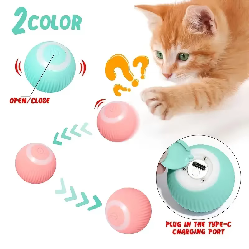 Pelota interactiva automática para gatos: rodante y giratoria - imagen 3