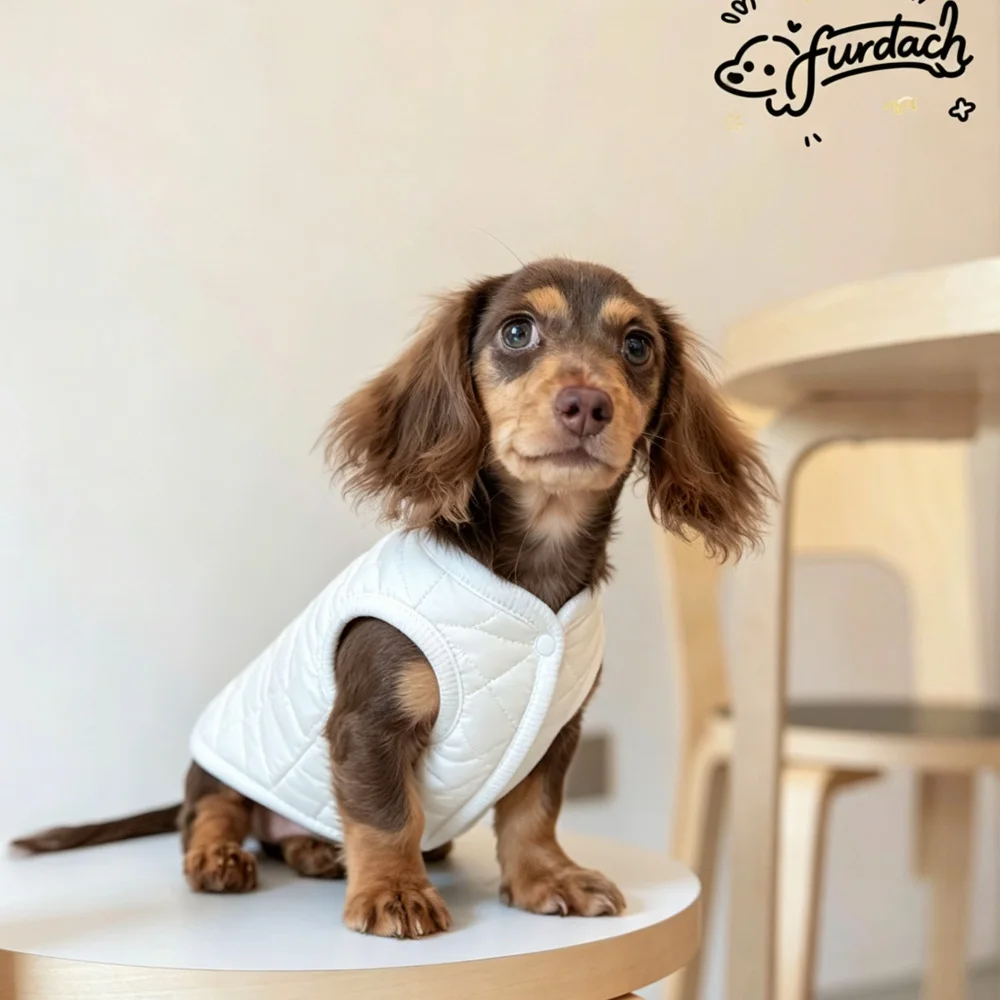 Abrigo de plumón sin mangas para perros salchicha, cálido invierno - imagen 5