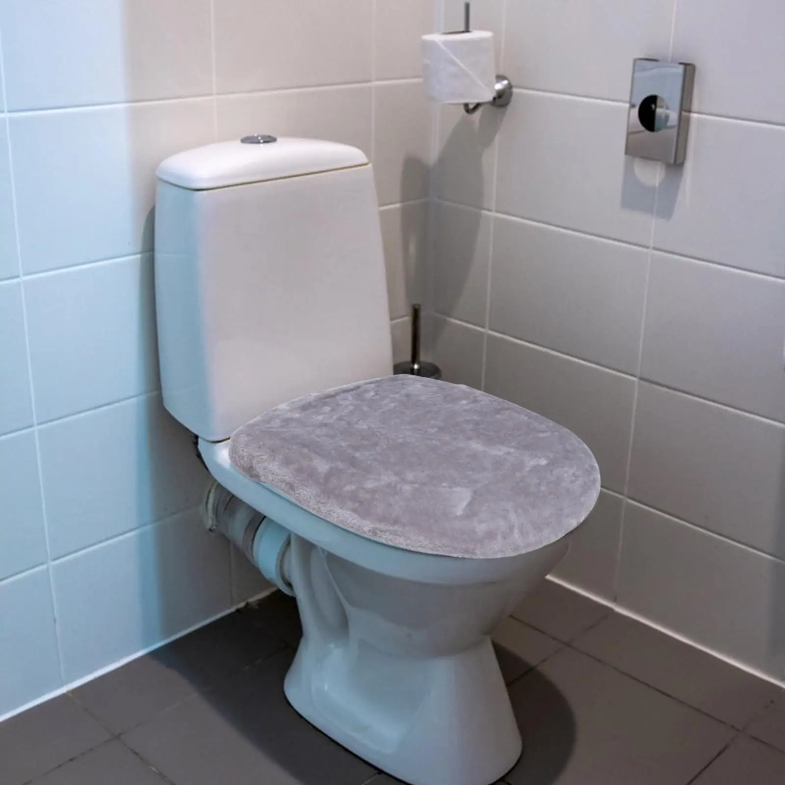 Funda de terciopelo lavable para asiento de inodoro, protector de tapa engrosado antideslizante