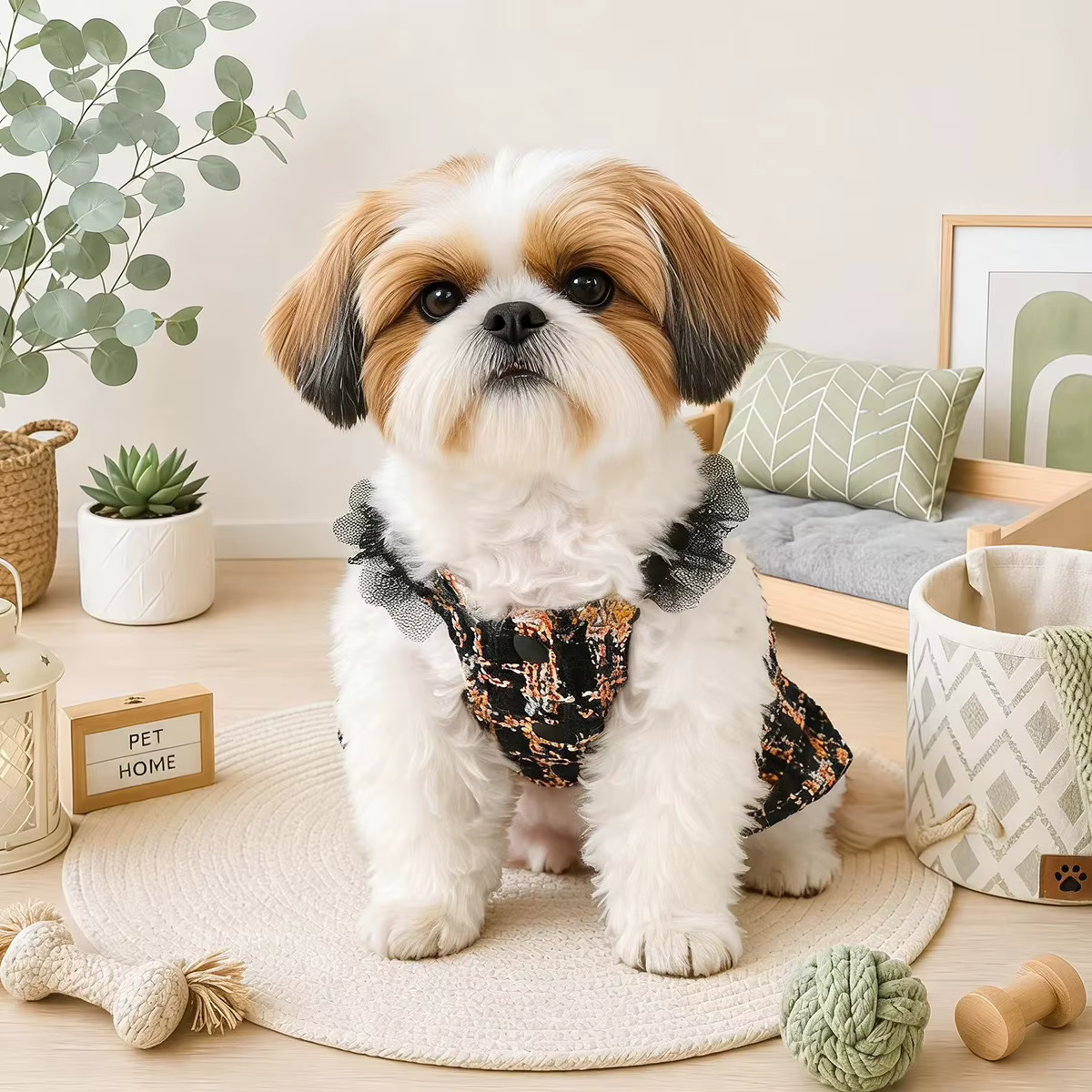Vestido a Cuadros con Encaje para Perros Pequeños y Gatos - imagen 5