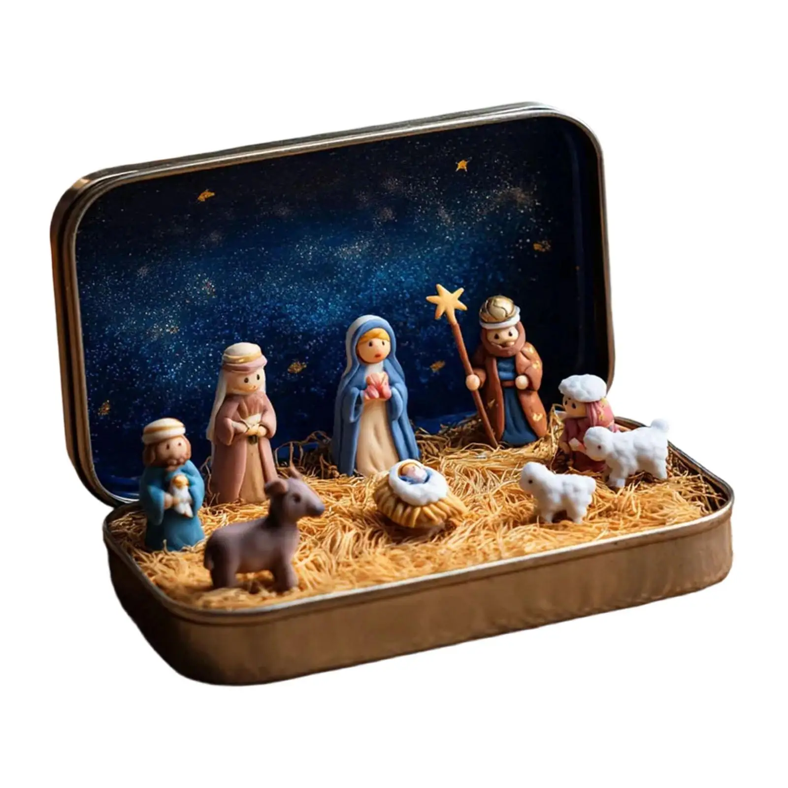 Figuras Belén Natividad Resina – Decoración Navideña Mesa Hogar - imagen 5