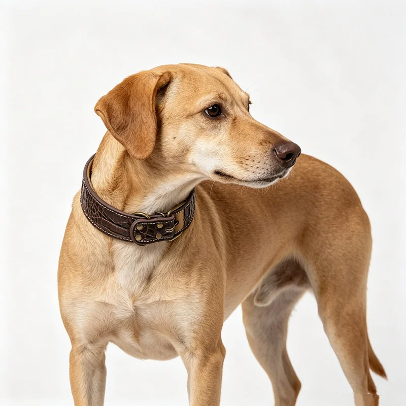 Collar acolchado ancho para perro con diseño cocodrilo y hebilla metal - imagen 3