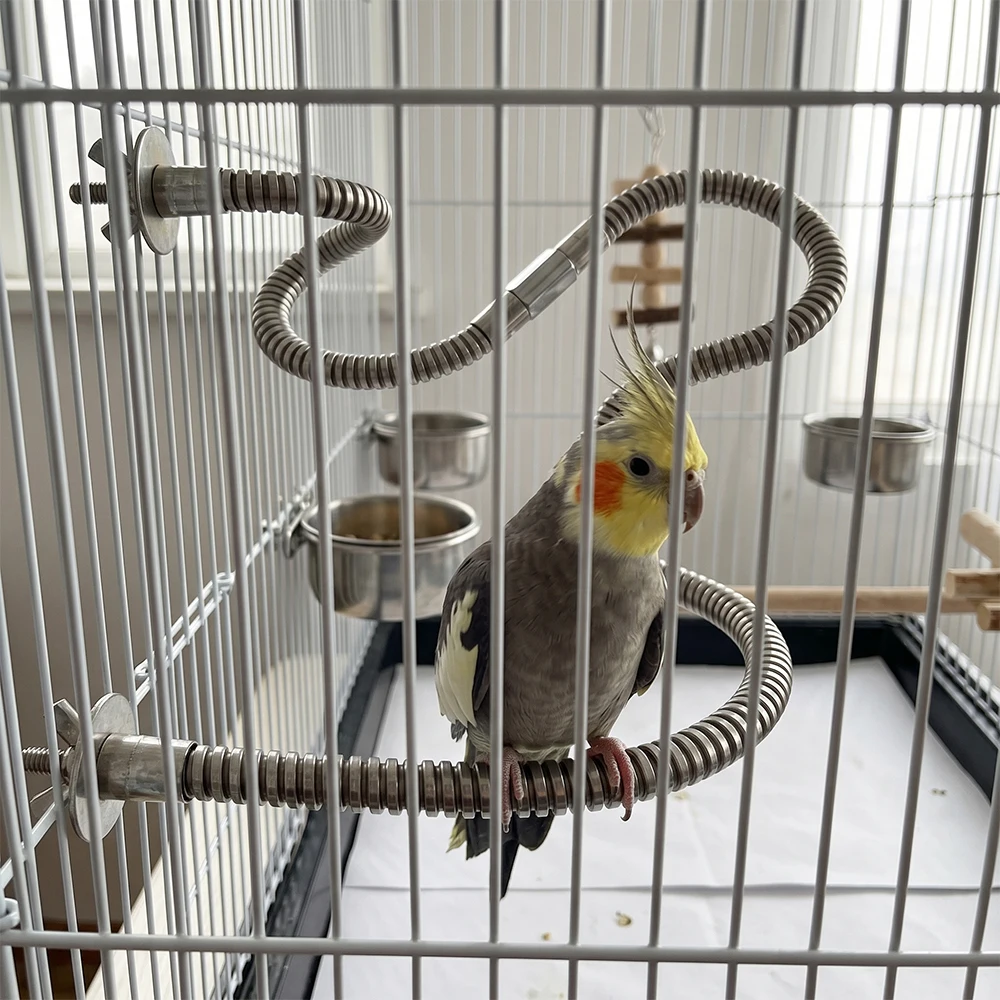 Soporte flexible de acero inoxidable para loros, juguete curvable
