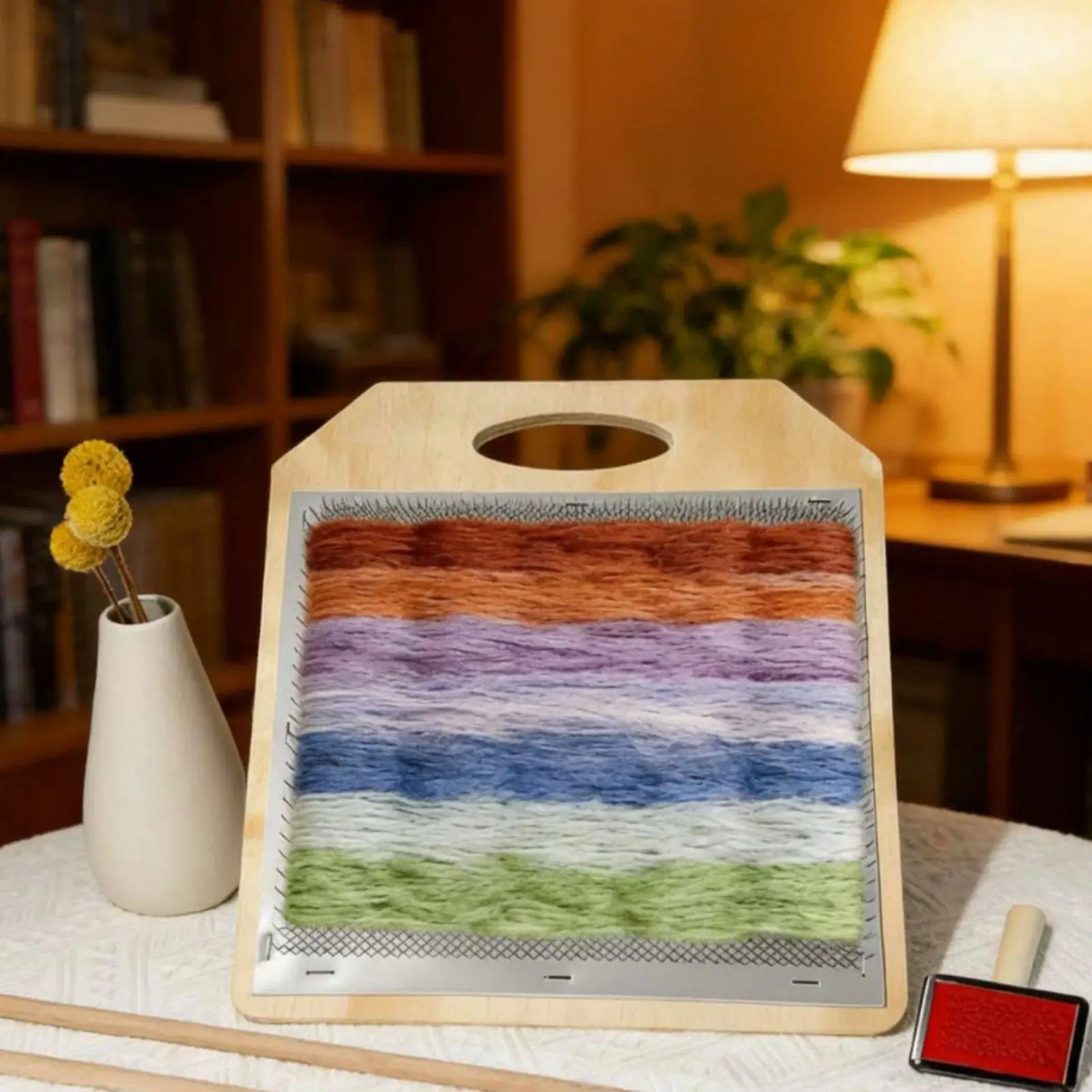 Tabla cardado lana madera – Set portátil DIY para mezclar fibras - imagen 3