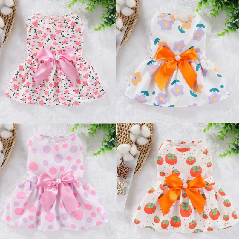 Vestido de verano suave para perros y gatos con estampado - imagen 4