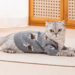 Suéter Tejido para Gatos y Perros Pequeños – Cuello V con Botones y Oso