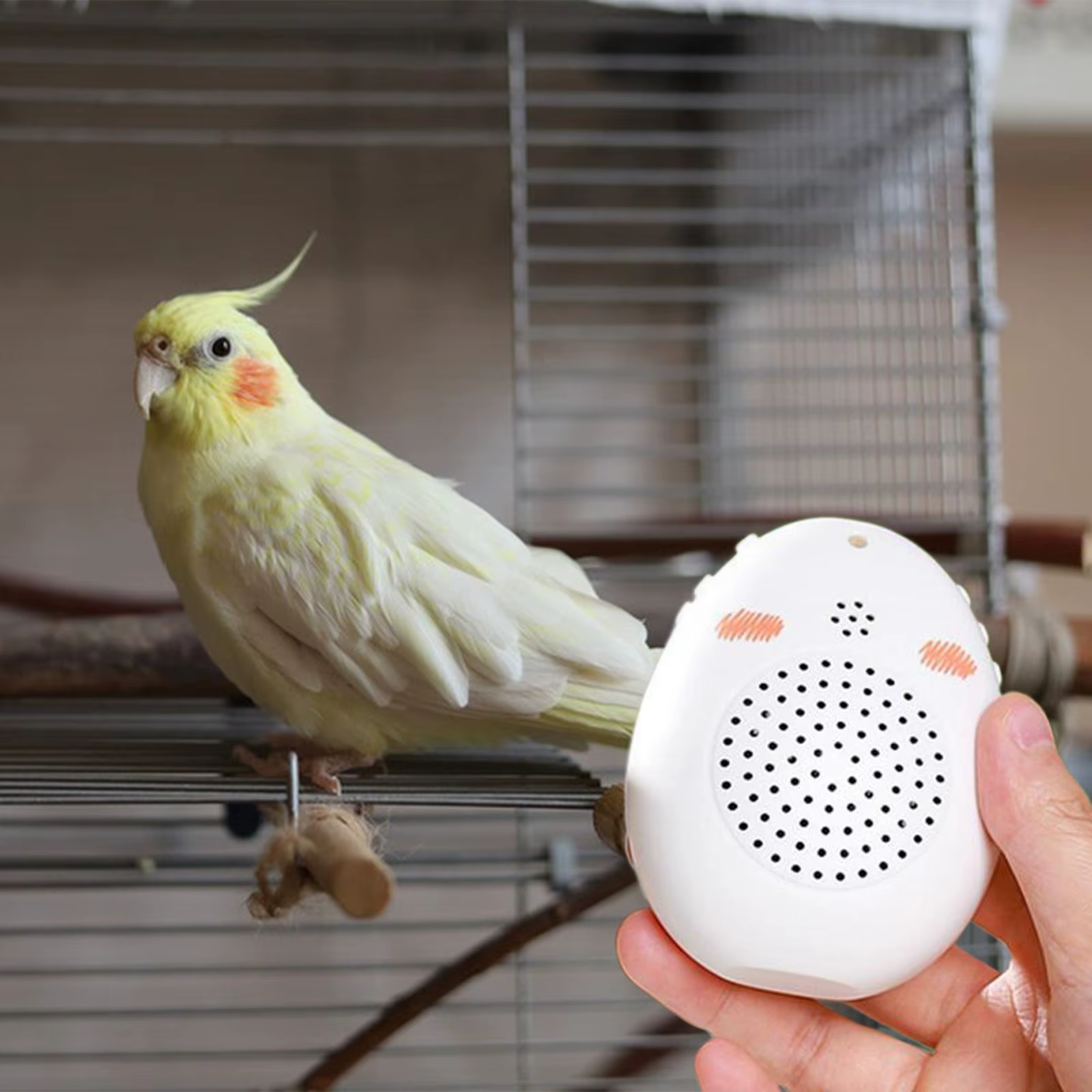 Máquina interactiva para enseñar a hablar y cantar a pájaros