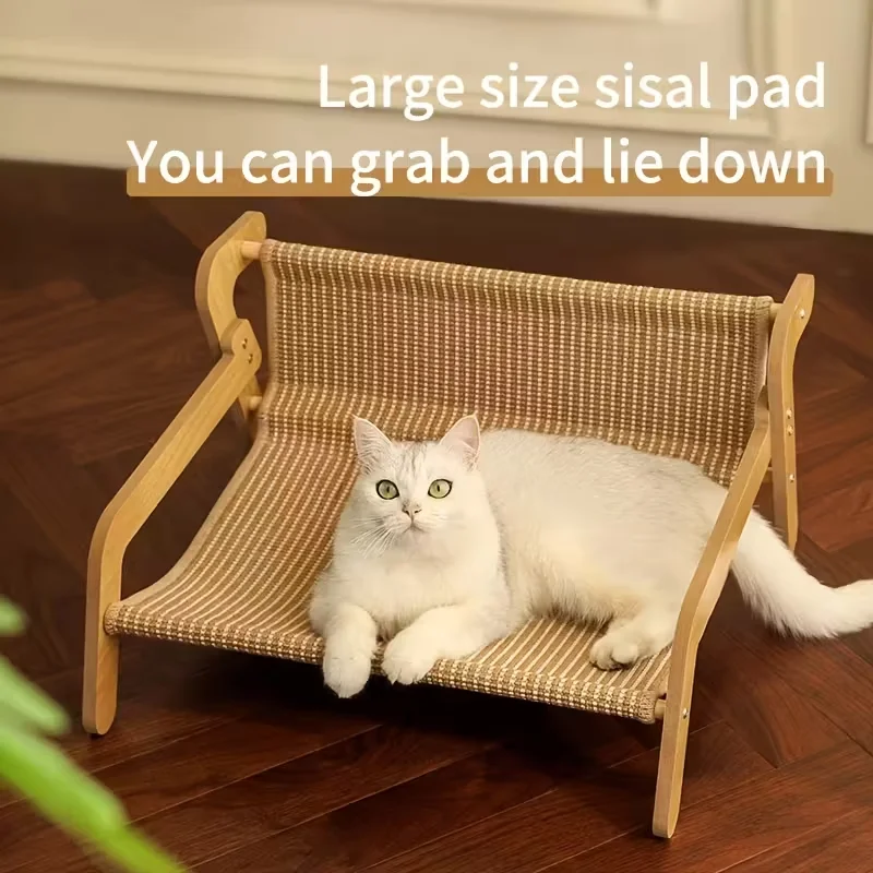 Cama hamaca transpirable de verano para gatos, elevada sisal - imagen 4