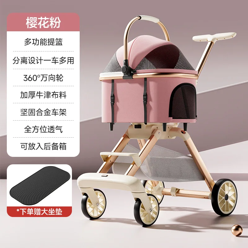 Carrito plegable con clic, desmontable y ligero para gatos y perros - imagen 2