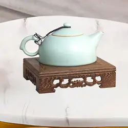 Soporte de Madera Rústica Cuadrado para Lámpara y Base de Jarrón