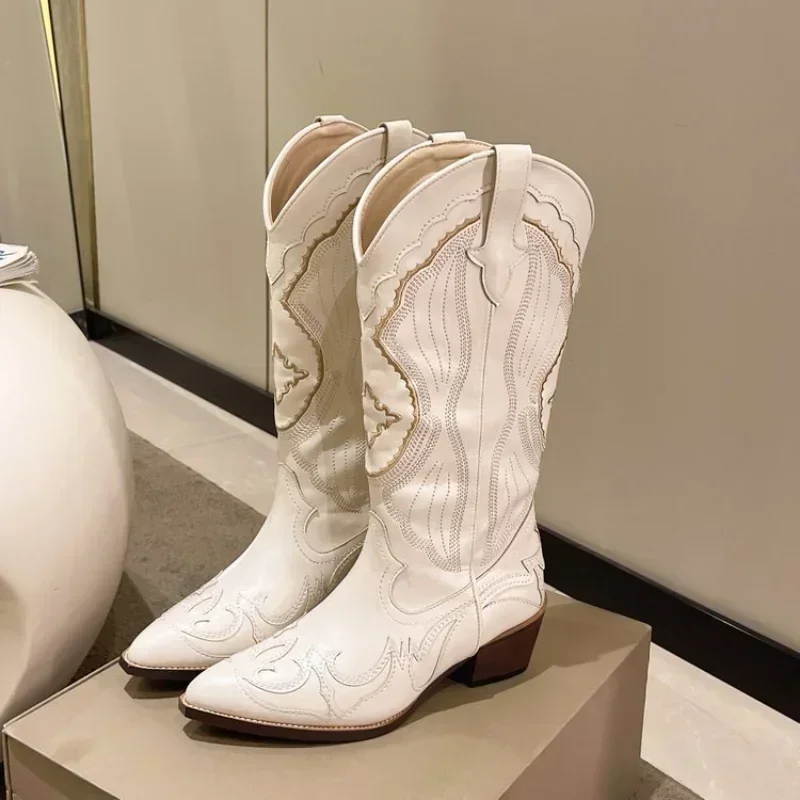 Botas Vaqueras Occidentales para Mujer con Cremallera y Bordados