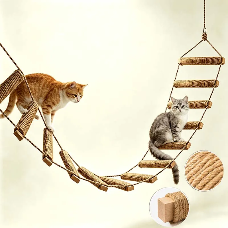Escalera Rascador para Gatos de Madera con Cuerda de Sisal - imagen 3