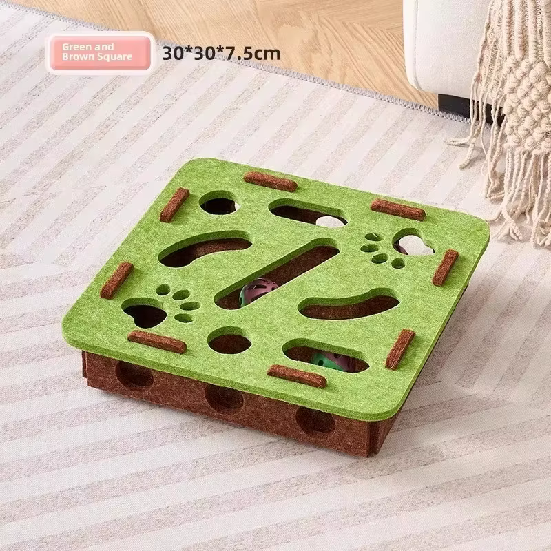 Laberinto de fieltro para gatos con bola rodante, juego de caza - imagen 4