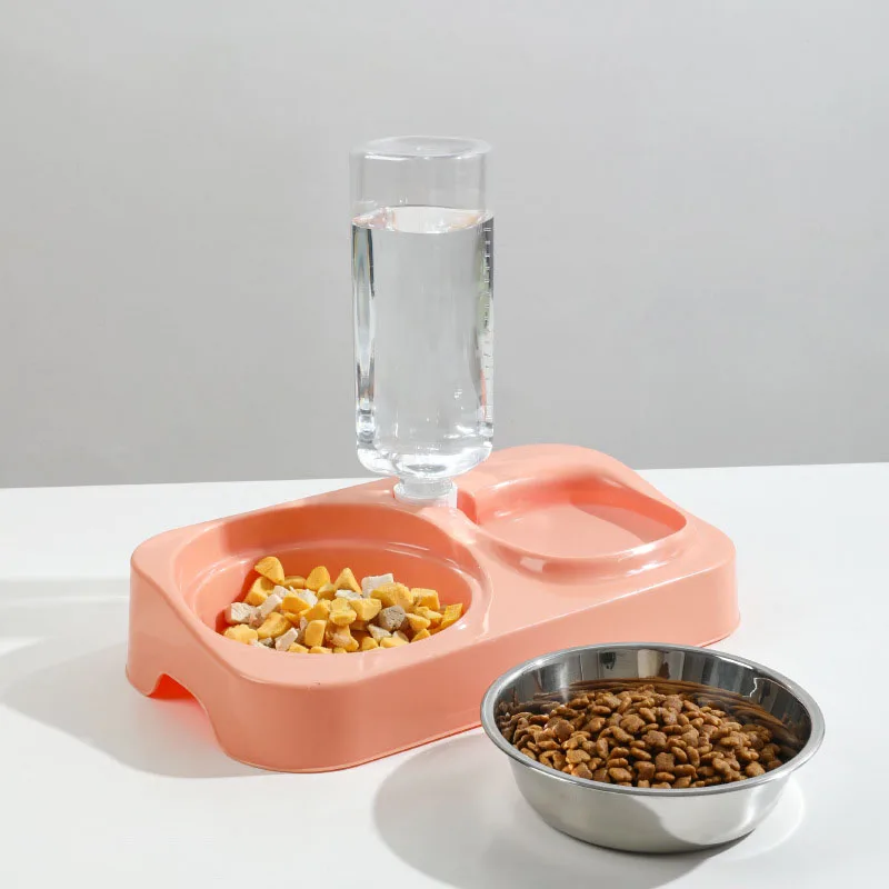 Comedero doble listo para uso con alimento y agua