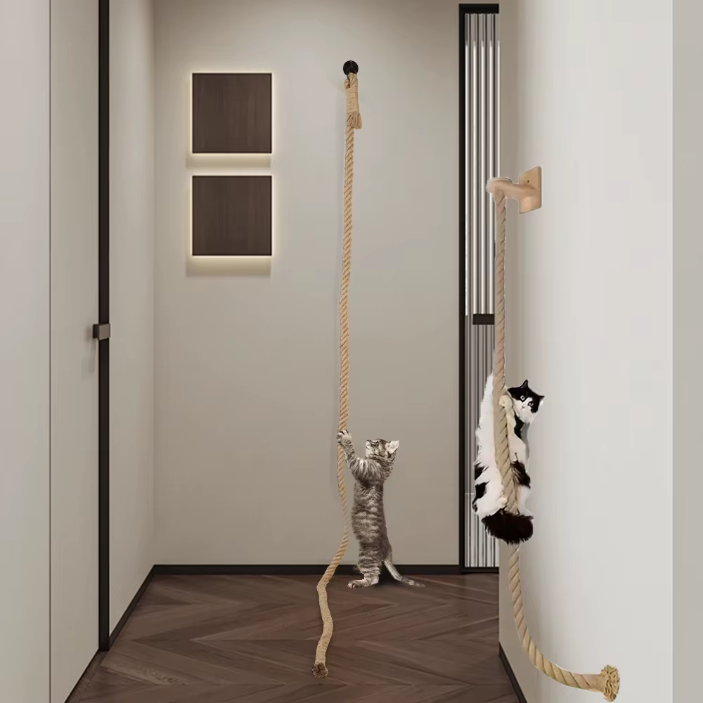 Rascador de sisal instalado en pared