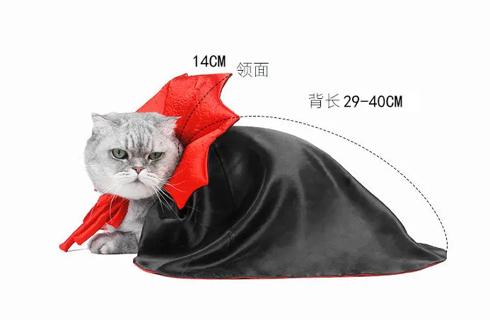 Capa de vampiro roja y negra para mascotas