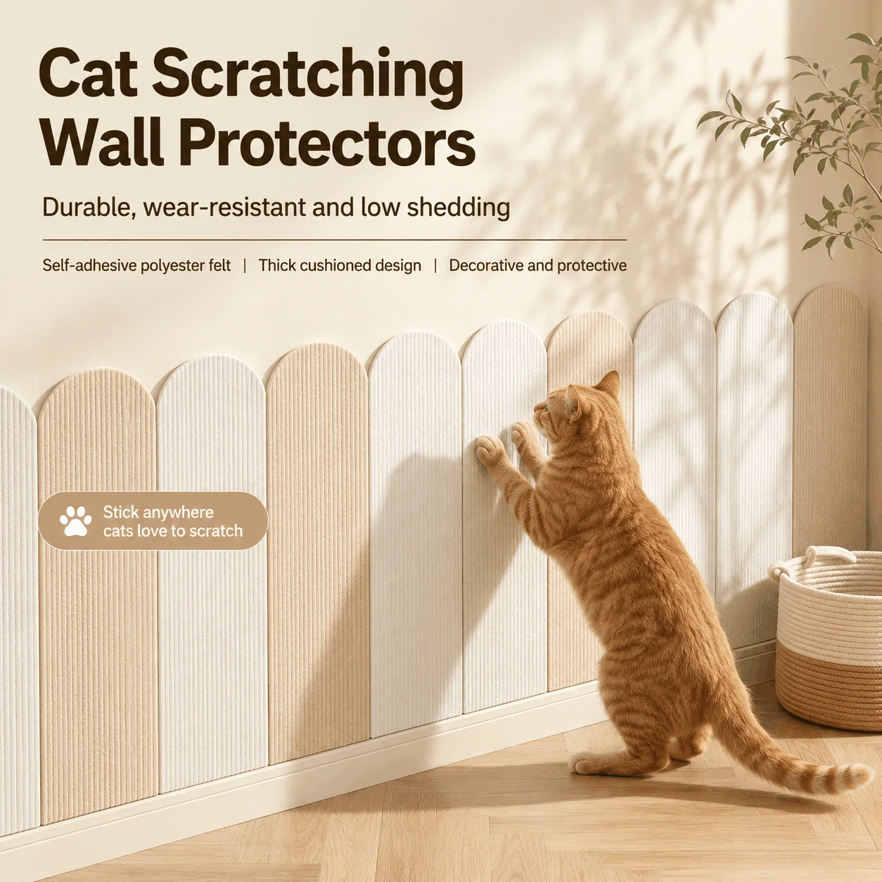 Rascador para gatos con tabla autoadhesiva de fieltro y protector