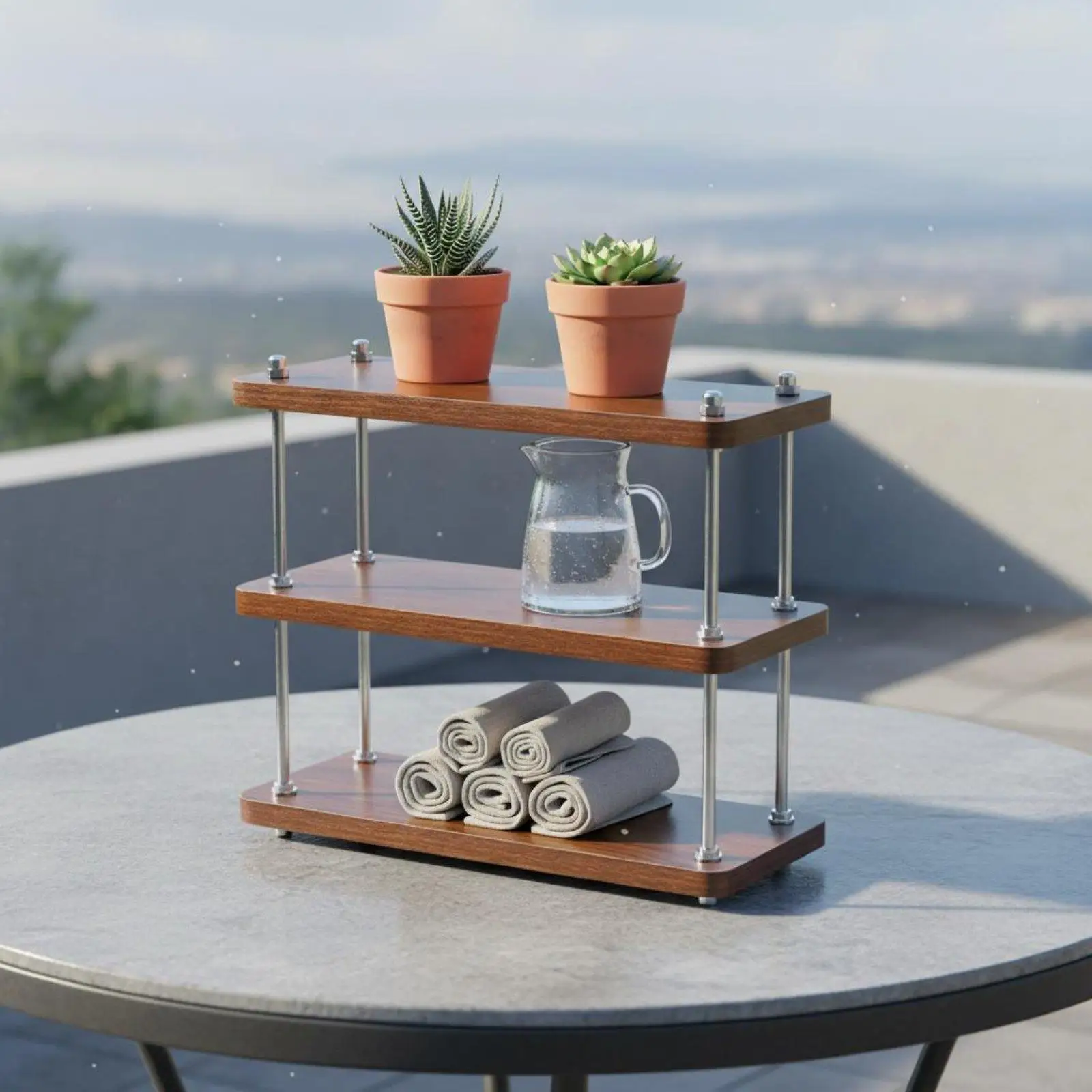 Estante organizador con acabado de grano de madera