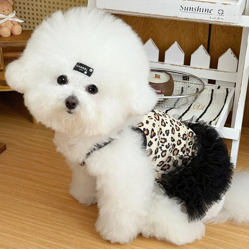 Ropa de verano para perros estampado leopardo, vestido tutú sling - imagen 2