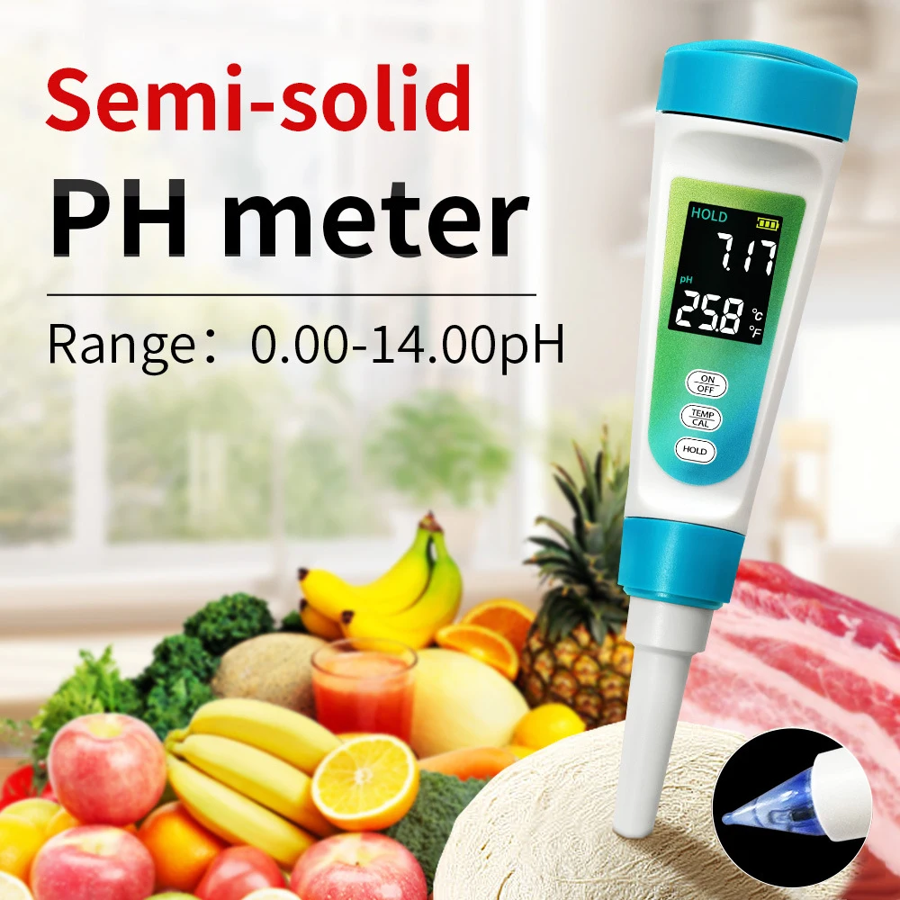 Medidor de pH multifuncional para alimentos vista frontal