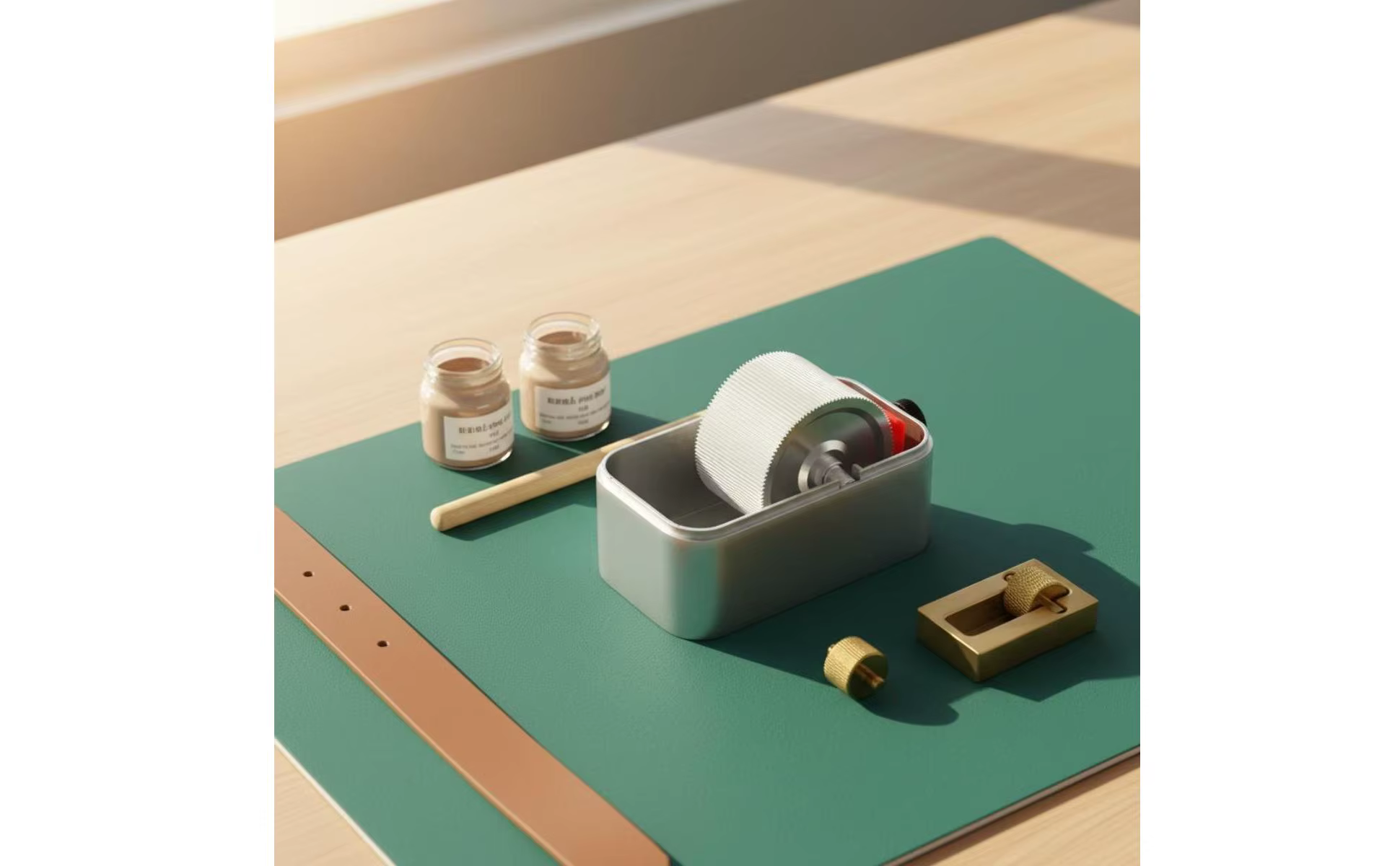 Caja de aceite para bordes de cuero DIY - vista
