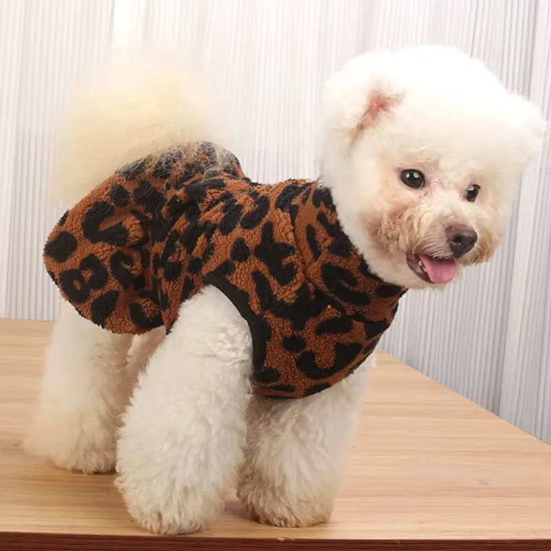 Ropa abrigo polar perro leopardo invierno chaleco con capucha - imagen 5