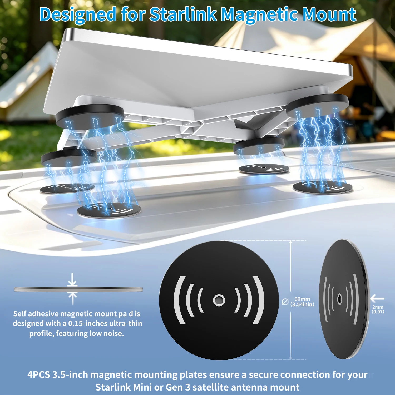 Soporte Magnético Adhesivo para Starlink Mini y Gen 3 – 4 Placas de Hierro - imagen 4