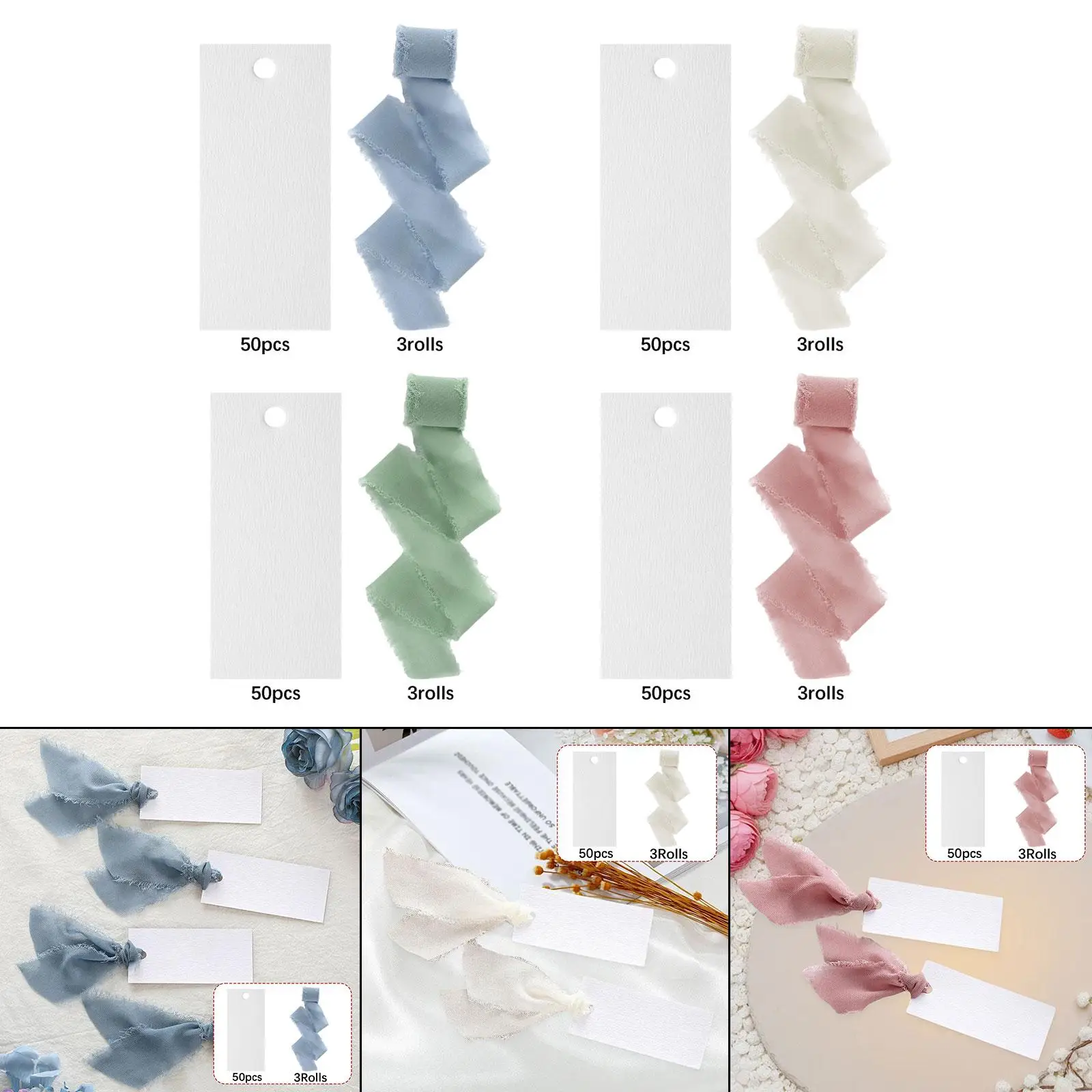 Tarjetas de identificación para mesa en blanco con cinta elegante - imagen 5