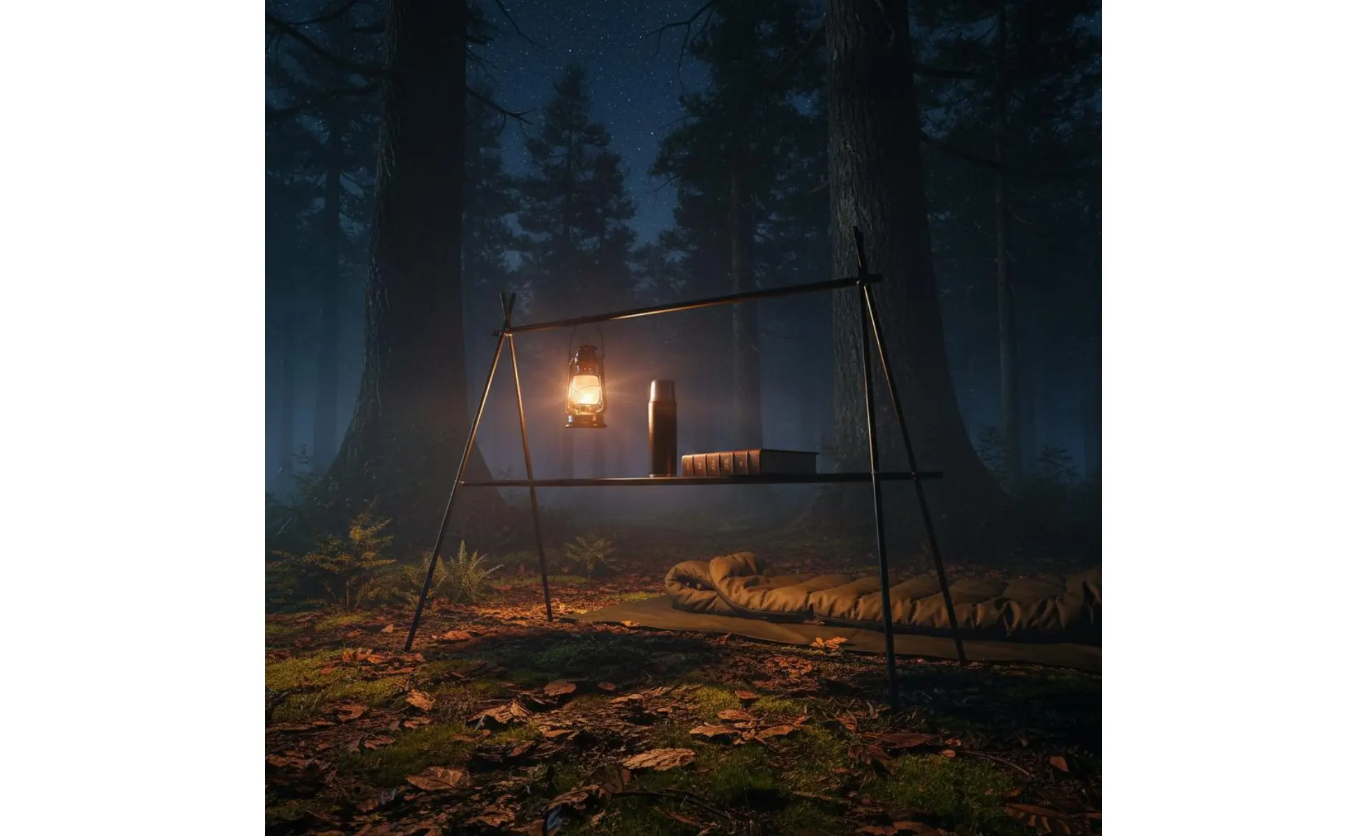 Estante triangular plegable para camping montado en exterior