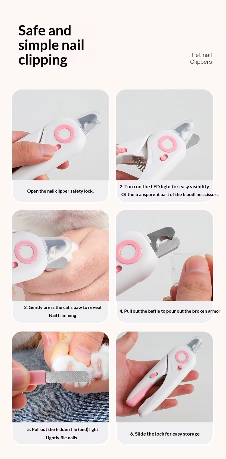 Kit de cuidado de uñas para mascotas