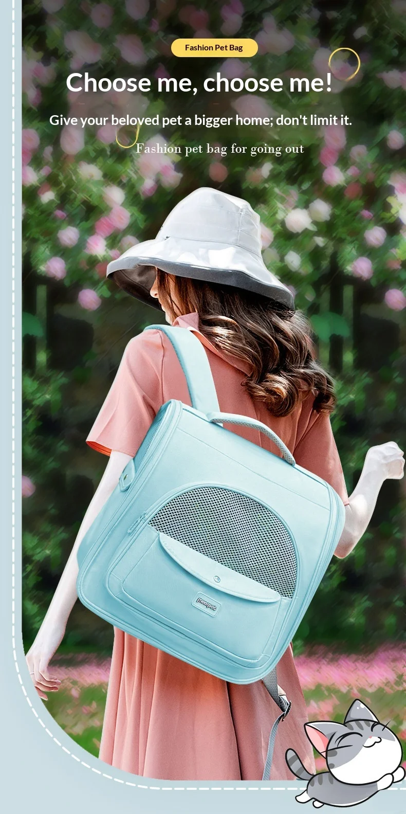 Mochila para mascotas con tejido resistente y diseño cómodo