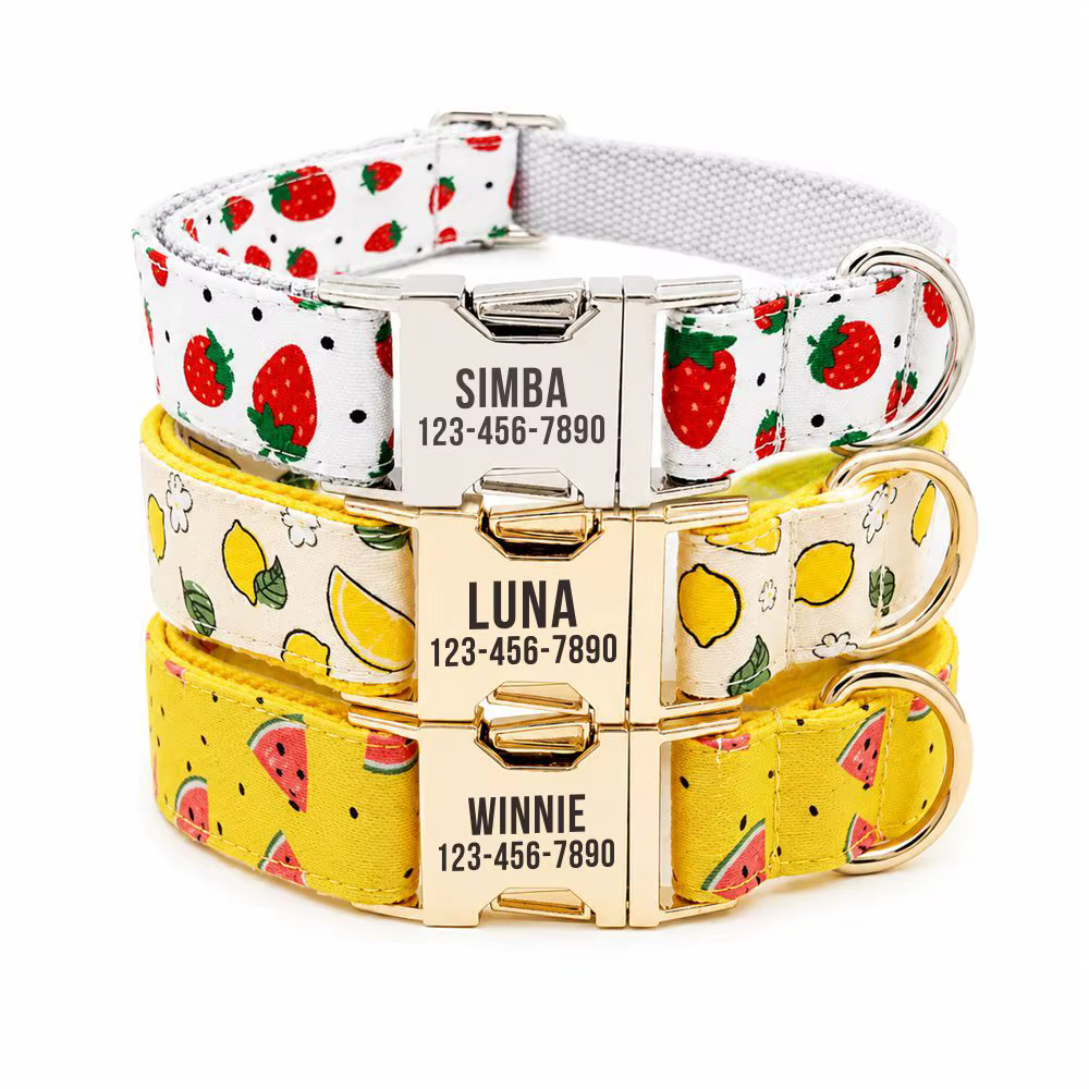 Collar personalizado para perro con estampado de fresa, limón y sandía - imagen 3