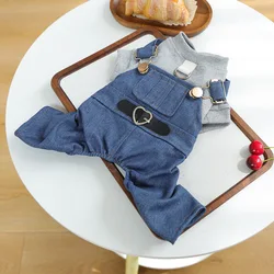 Mono para perro con tirantes – Ropa de mezclilla con corazón