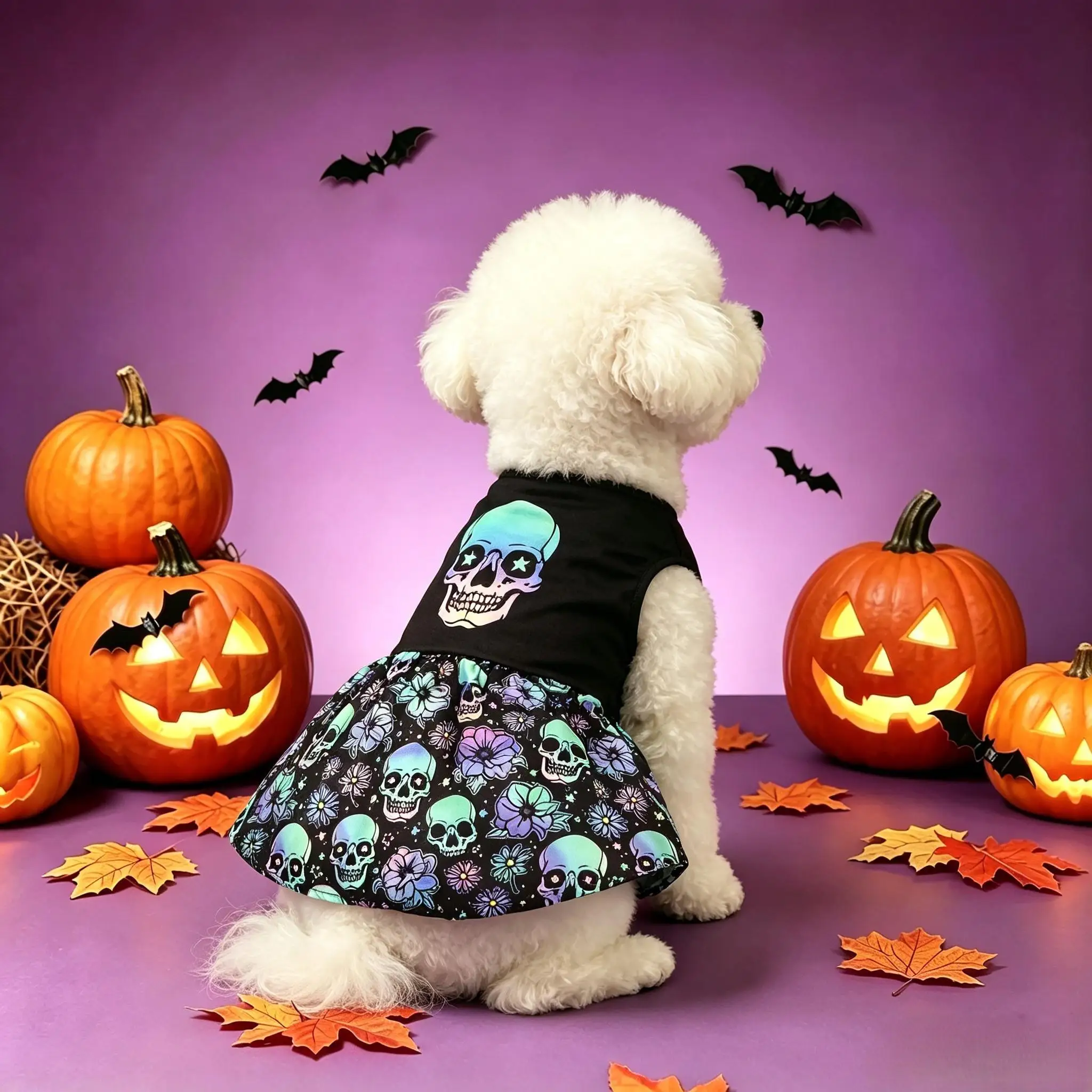 Detalle del tul transpirable del vestido para perro