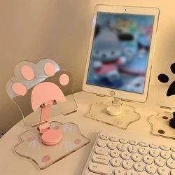 Soporte móvil acrílico transparente garra de gato giratorio 360°