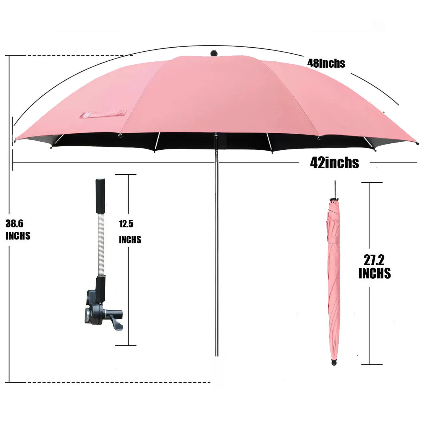 Sombrilla desmontable para silla de playa y camping con protección UV